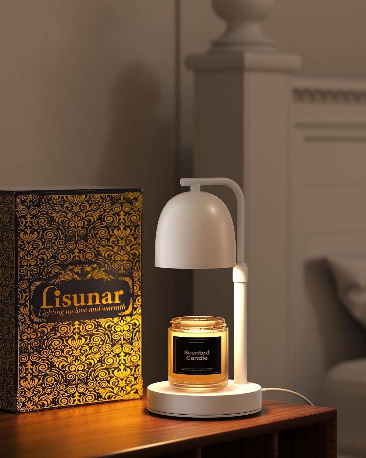 Candle Warmer Lamp with Timer & Dimmable, Adjustable Height White Candle Warmer for Jar Candles, Birthday Gifts for Women & Men, Office Decor, House Warming Gift, Wax Melt Warmer with 2 Bulbs
