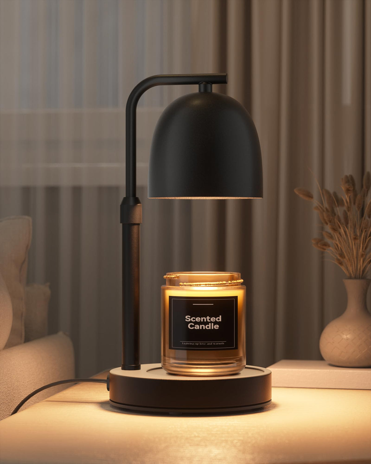Candle Warmer Lamp with Timer & Dimmable, Adjustable Height White Candle Warmer for Jar Candles, Birthday Gifts for Women & Men, Office Decor, House Warming Gift, Wax Melt Warmer with 2 Bulbs